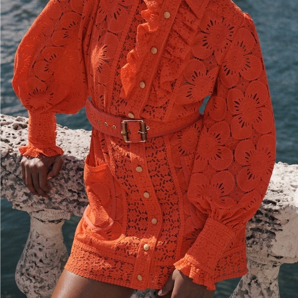 Zimmermann Dresses & Skirts - Zimmermann red lace midi skirt sample size 4/6